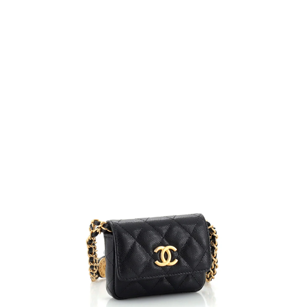 Twist Your Buttons Flap Belt Bag Quilted Caviar - Deep Luxury