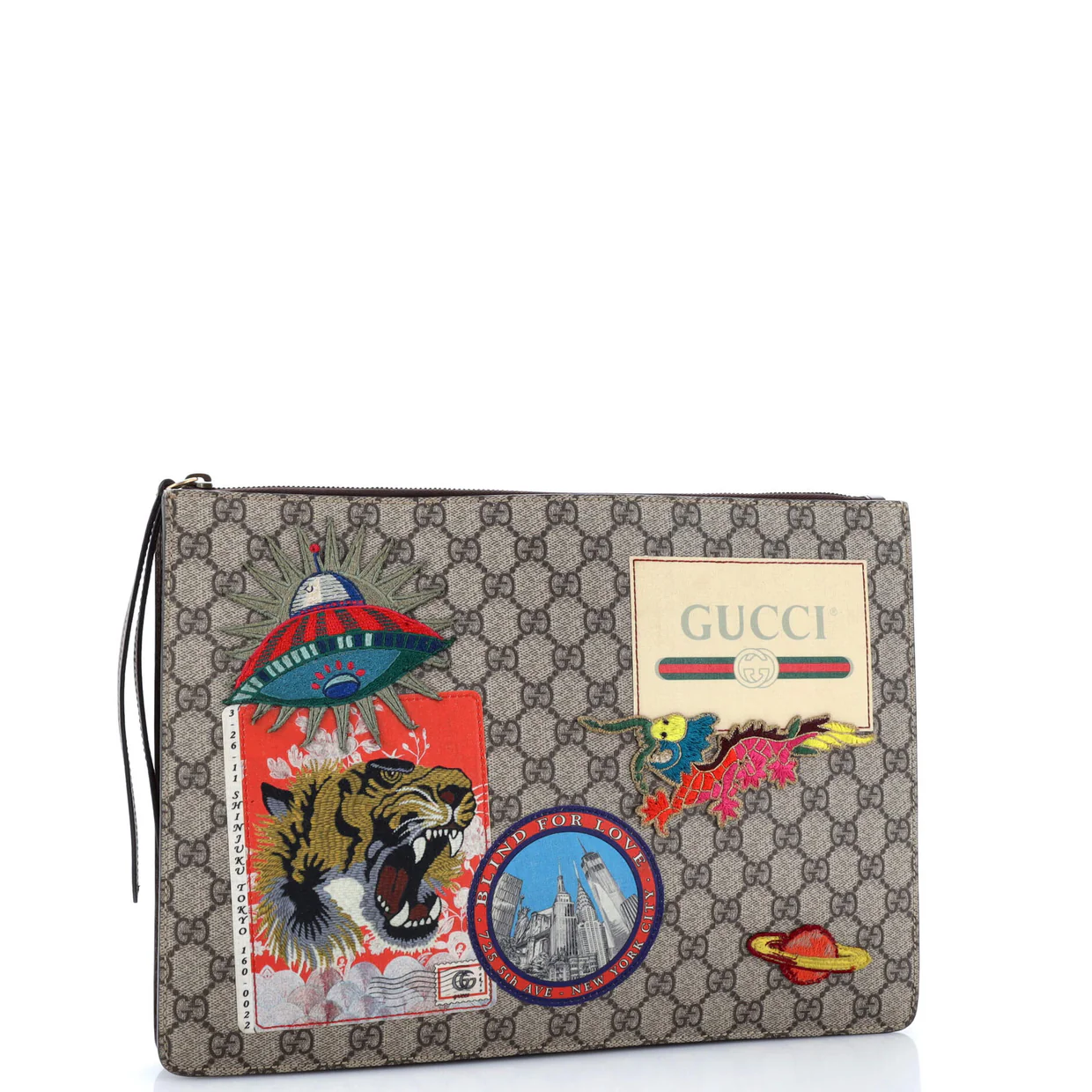 Courrier Messenger Bag GG Coated Canvas with Applique - Deep Luxury