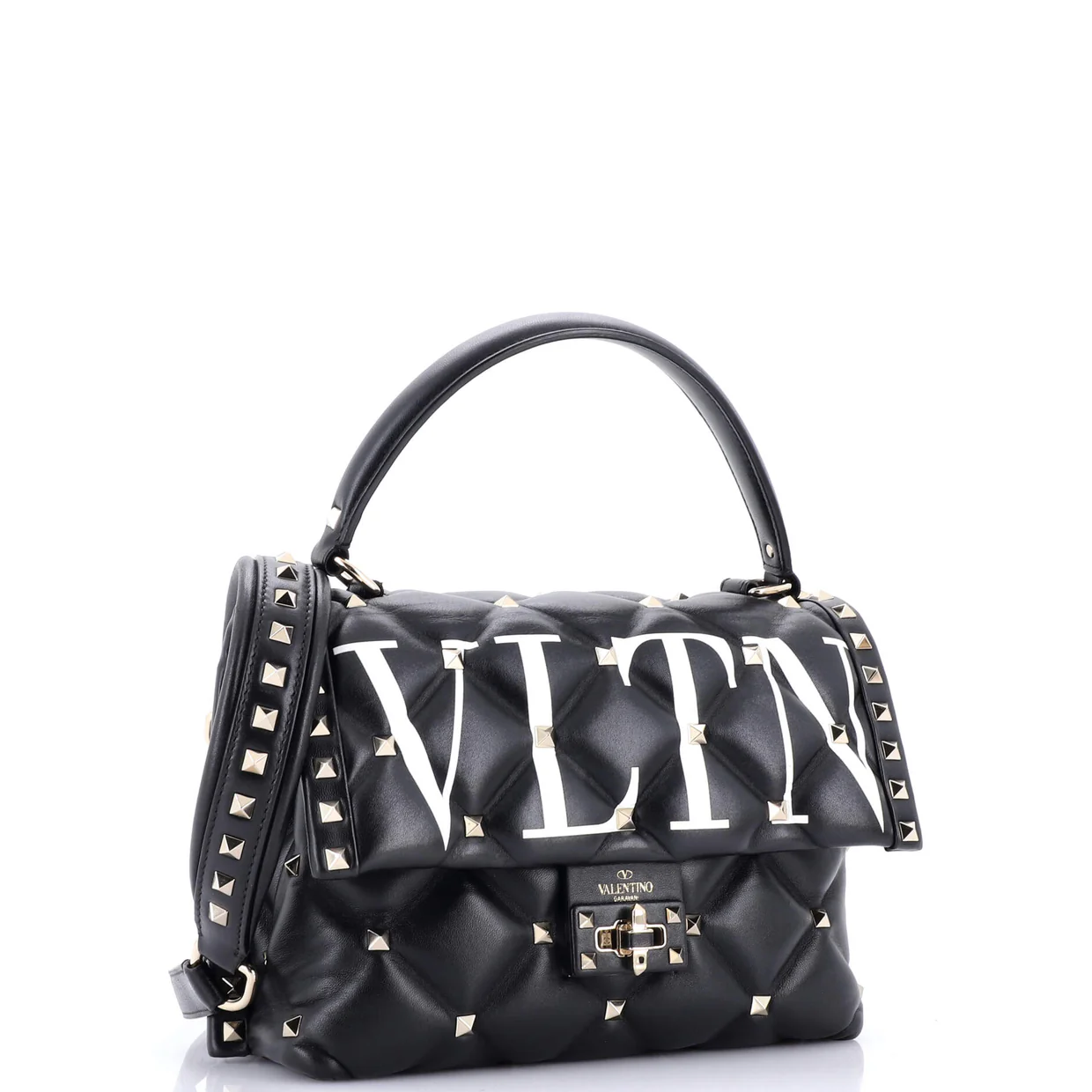 VLTN Candystud Top Handle Bag Printed Leather Medium - Deep Luxury