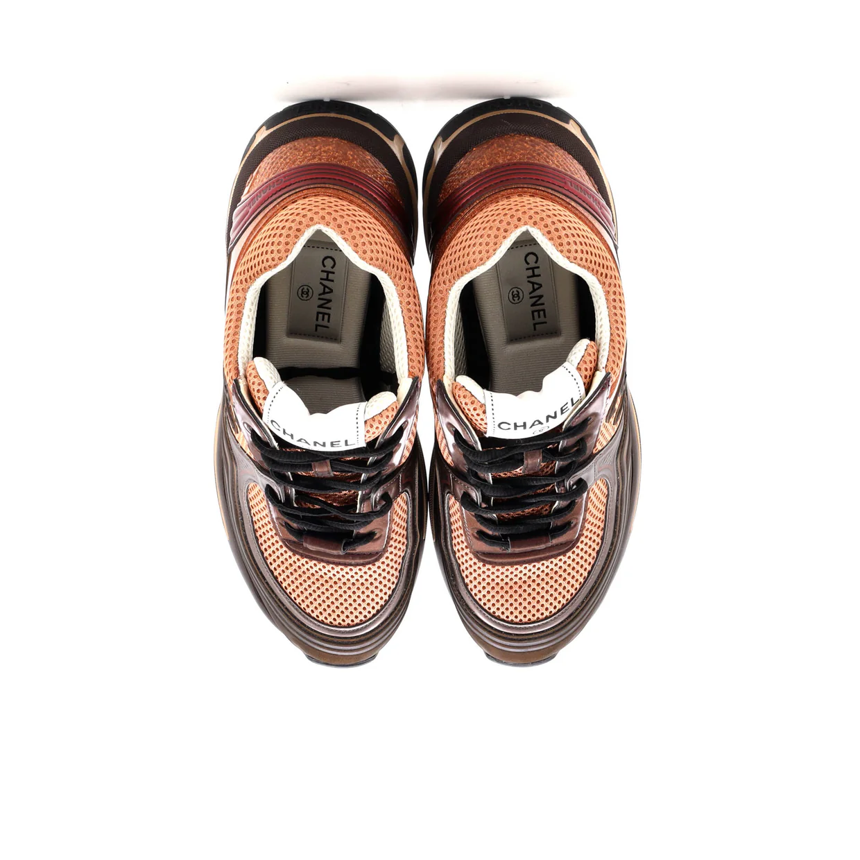 Women's CC Low-Top Sneakers Mesh and Laminated Leather - Deep Luxury