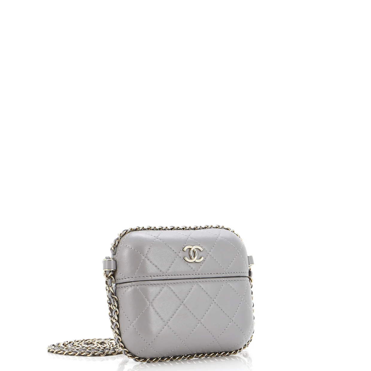 Chain Around Airpod Holder Box Crossbody Quilted Lambskin - Deep Luxury