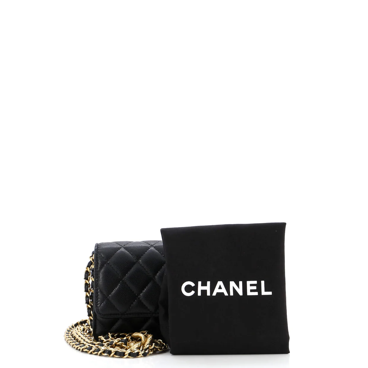 Mixed Chain Link CC Wallet on Chain Quilted Caviar Small - Deep Luxury