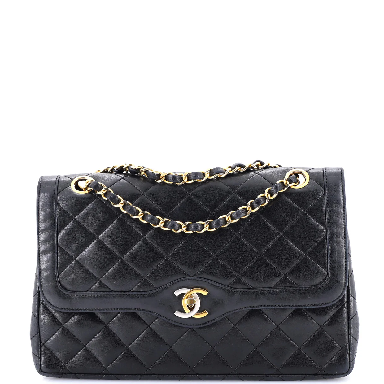 Vintage Two Tone CC Flap Bag Quilted Lambskin Medium - Deep Luxury