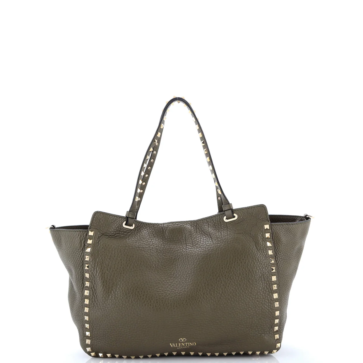 Rockstud Tote Pebbled Leather Medium - Deep Luxury