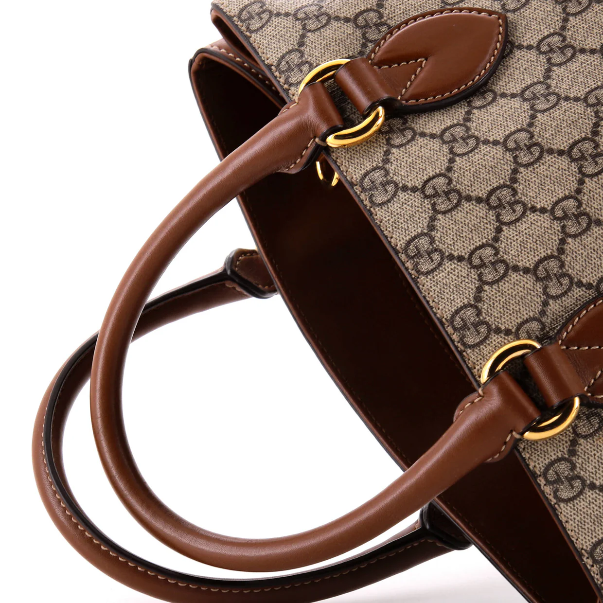 Trapezoid Top Handle Tote GG Coated Canvas Medium - Deep Luxury