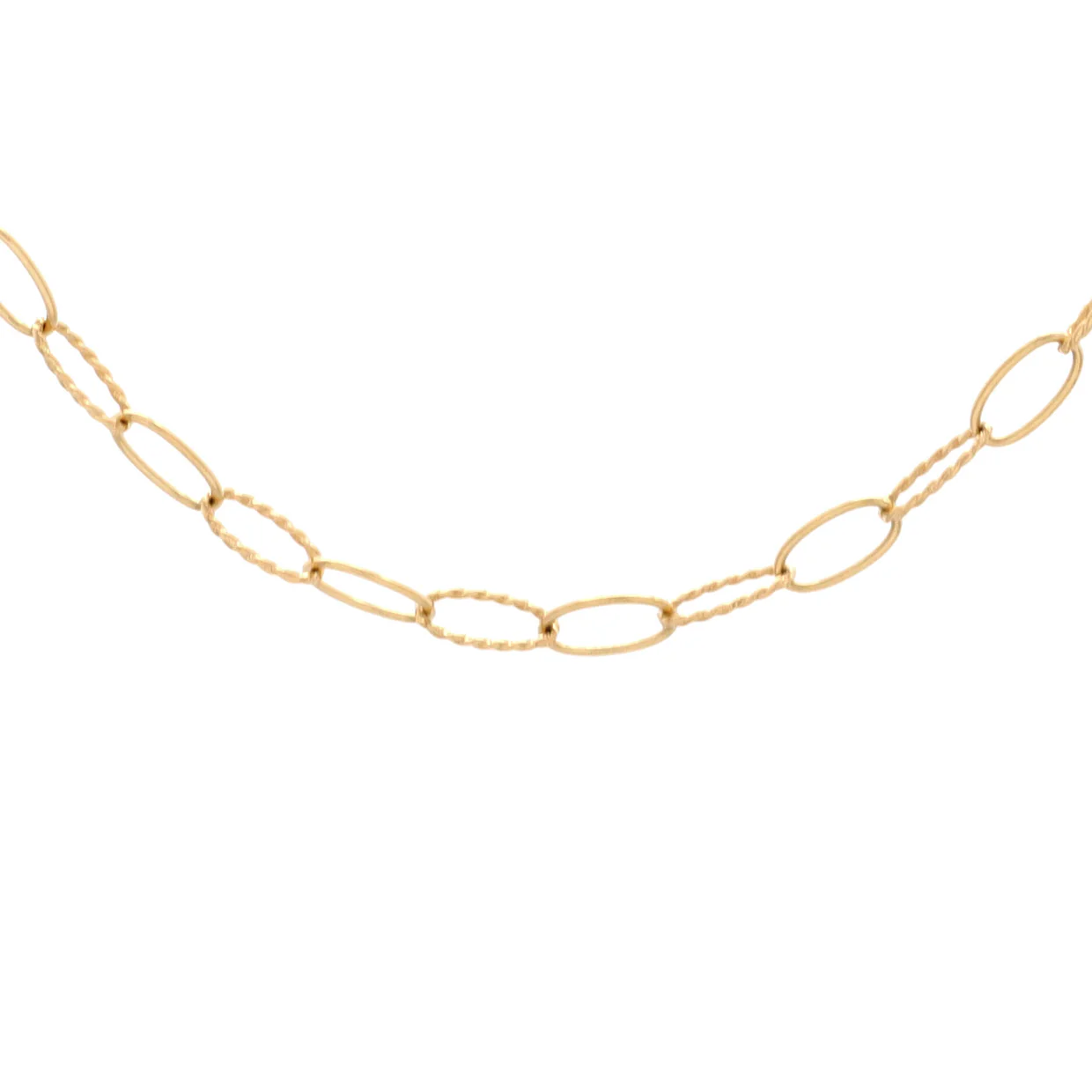 Stax Elongated Oval Link Necklace 18K Yellow Gold 36