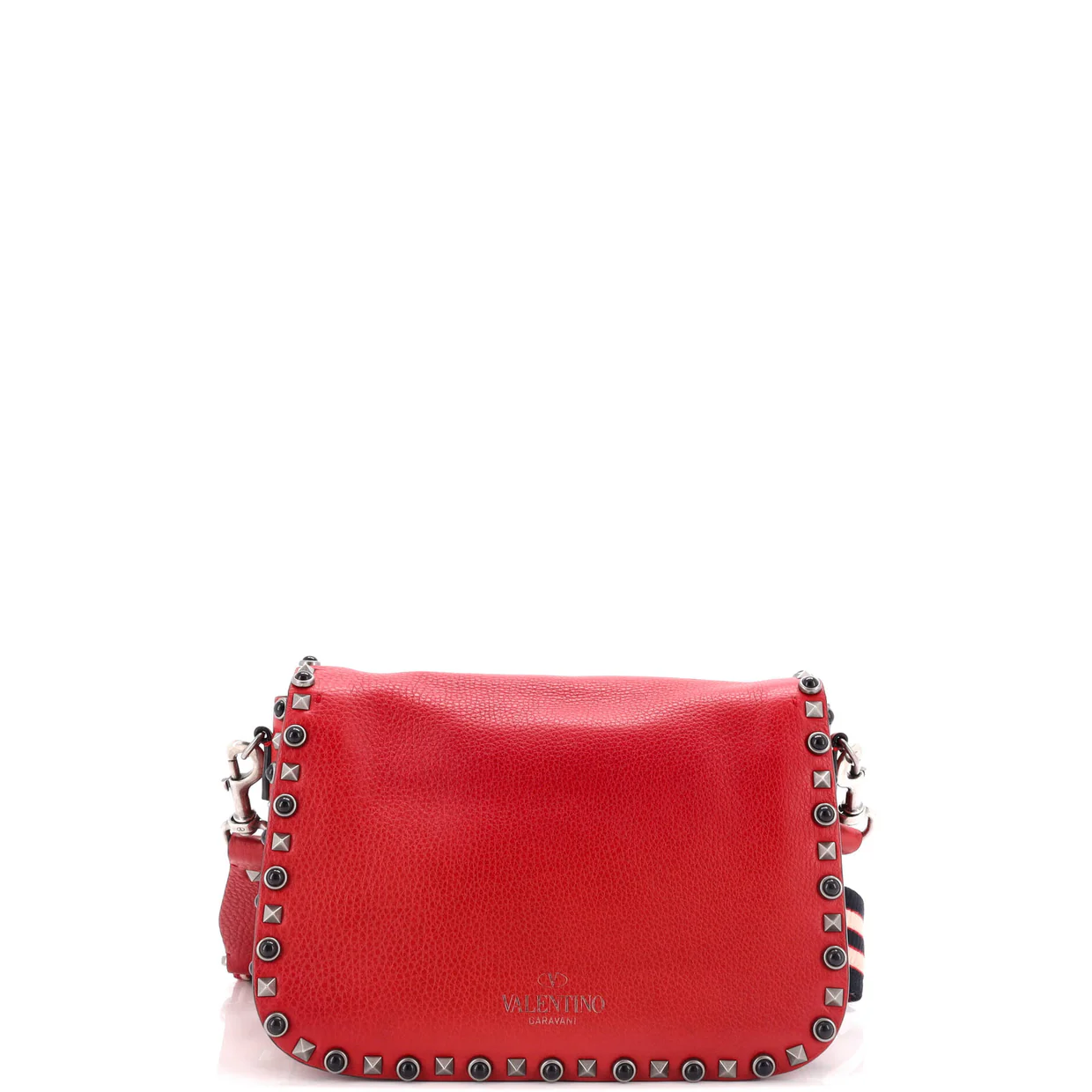 Rolling Rockstud Crossbody Bag Leather with Cabochons Medium - Deep Luxury