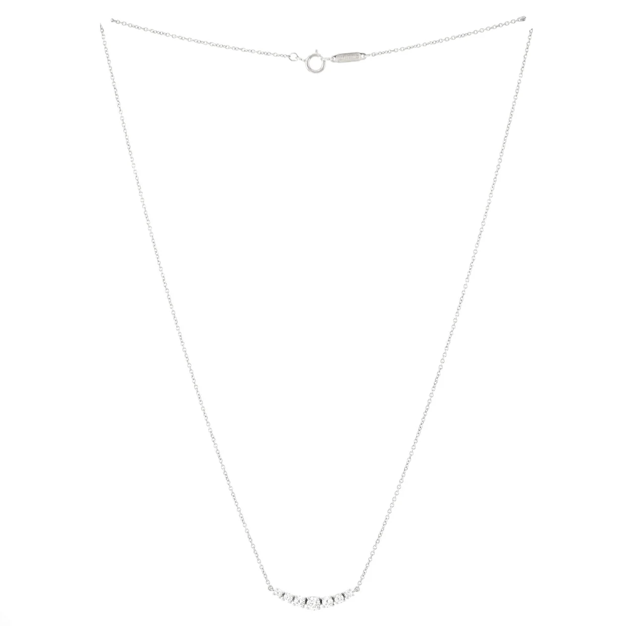 East-West Pendant Necklace Platinum with Diamonds 0.37CT - Deep Luxury