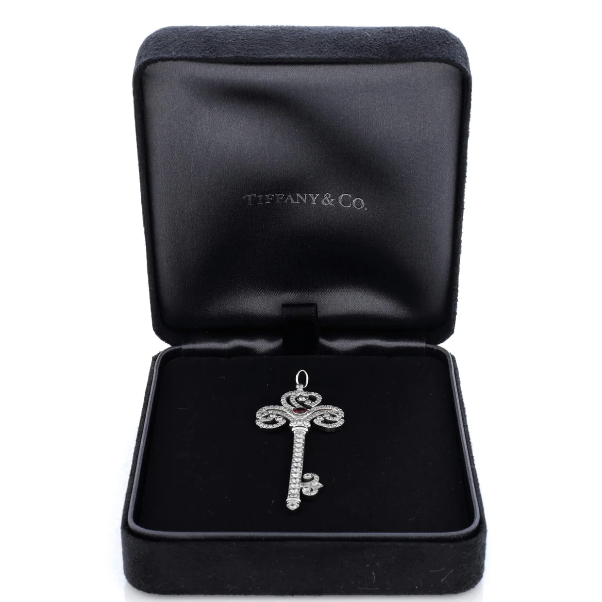 Enchant Key Pendant Pendant u0026 Charms Platinum with Pave Diamonds and Ruby Large - Deep Luxury