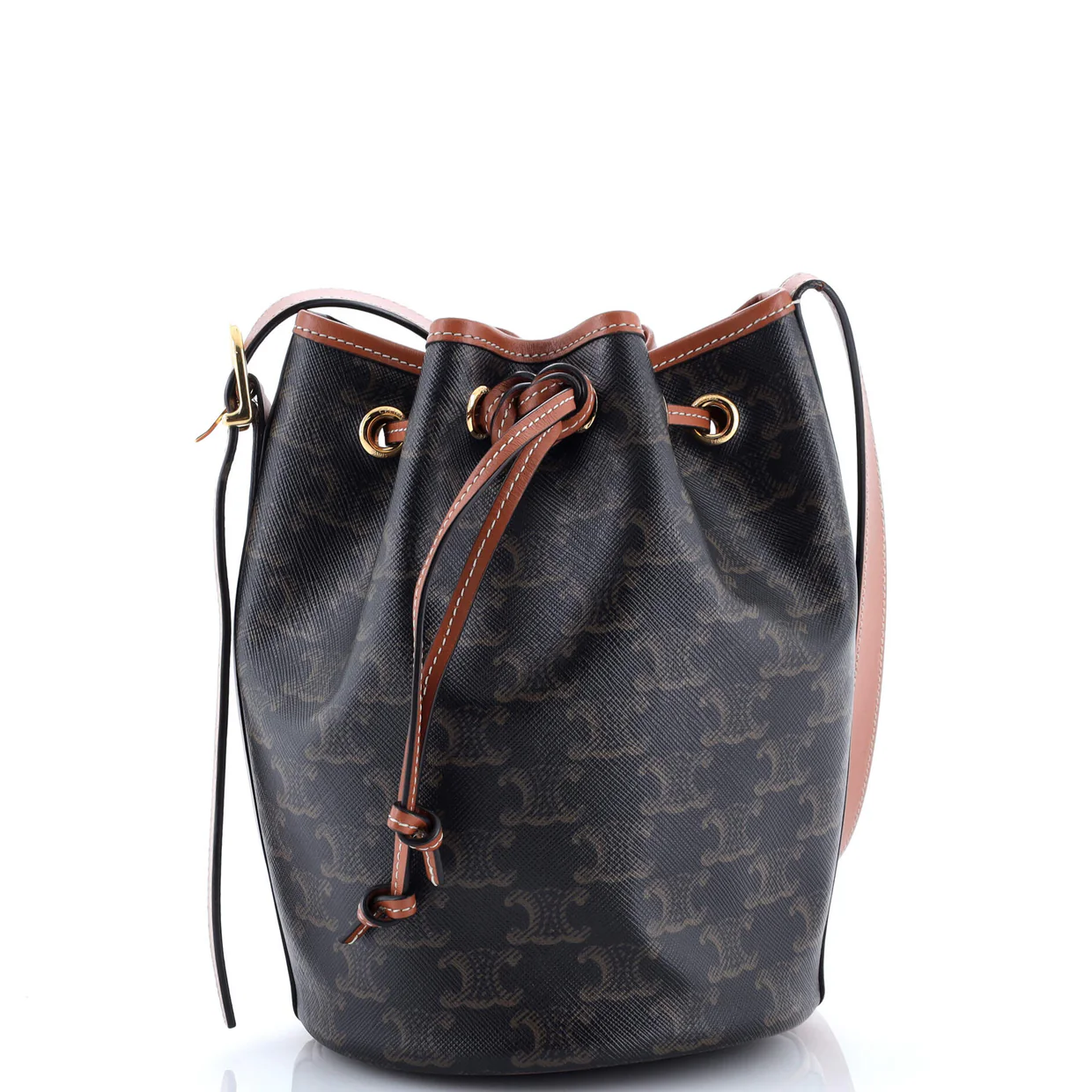 Drawstring Bucket Bag Triomphe Coated Canvas Small - Deep Luxury