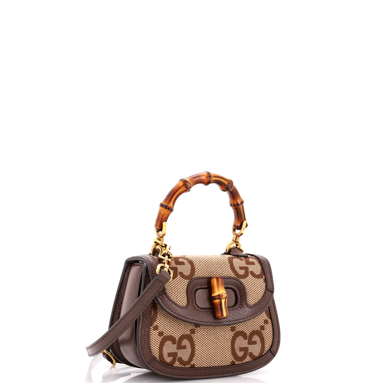 Bamboo 1947 Top Handle Bag Jumbo GG Canvas Mini - Deep Luxury