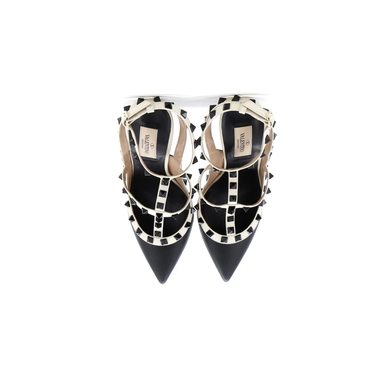 Women's Rockstud Ankle Strap Pumps Leather 100 - Deep Luxury