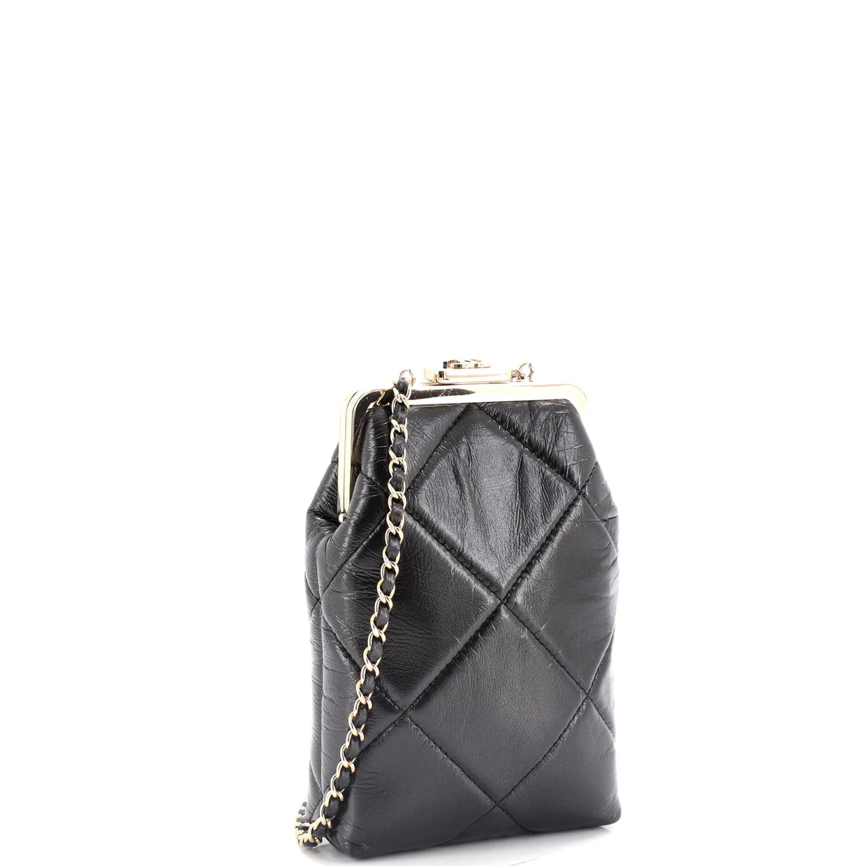 CC Kisslock Frame Clutch with Chain Quilted Lambskin Small - Deep Luxury