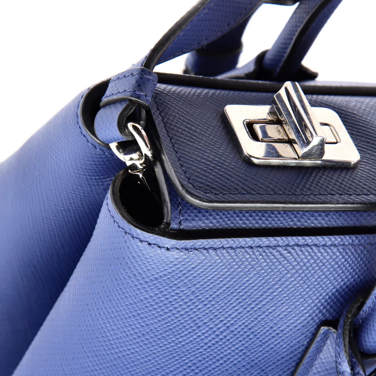 Turnlock Cuir Twin Tote Saffiano Leather Small - Deep Luxury