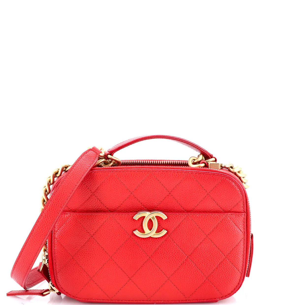 CC Top Handle Camera Bag Quilted Caviar Small - Deep Luxury