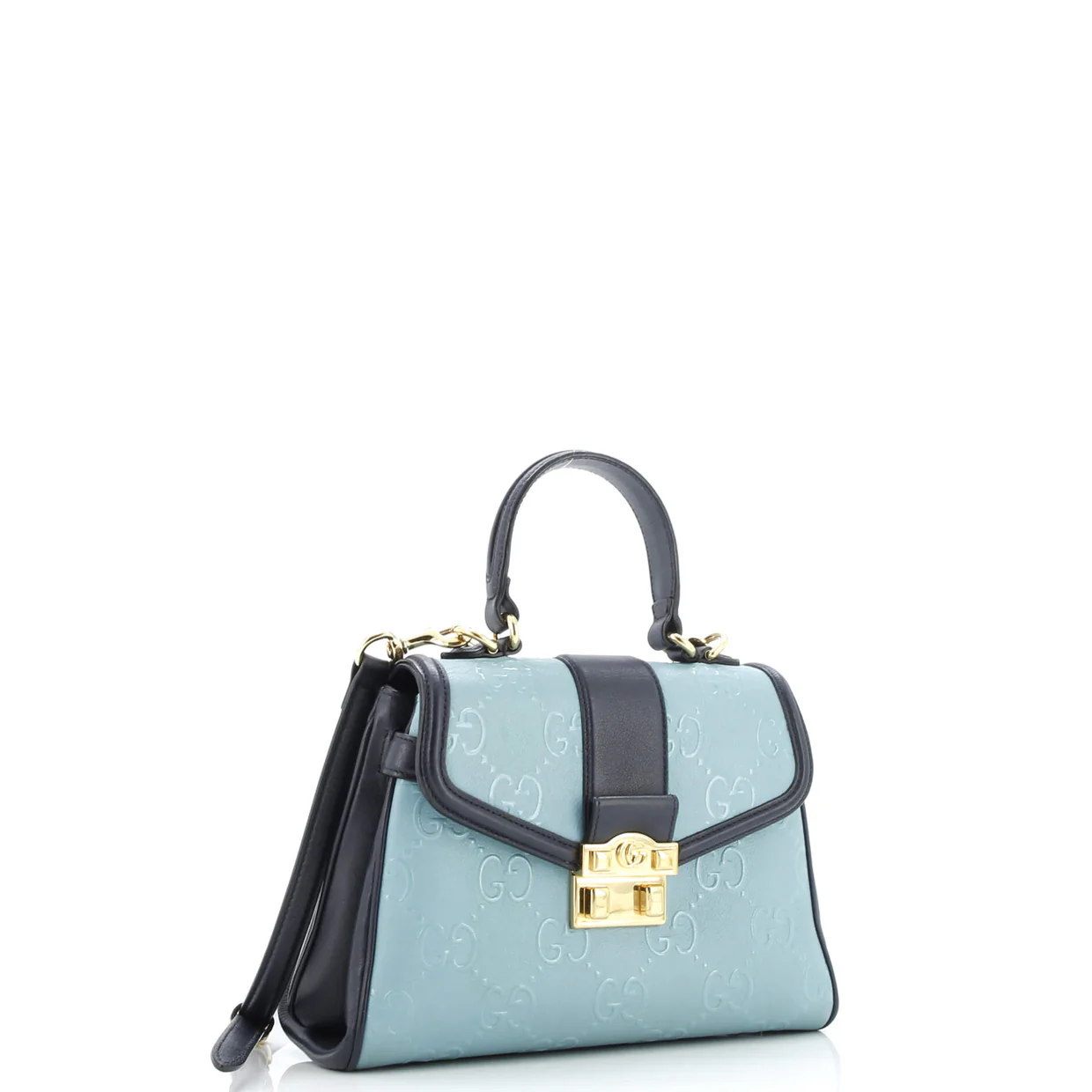 GG Padlock Top Handle Bag GG Embossed Leather Small - Deep Luxury