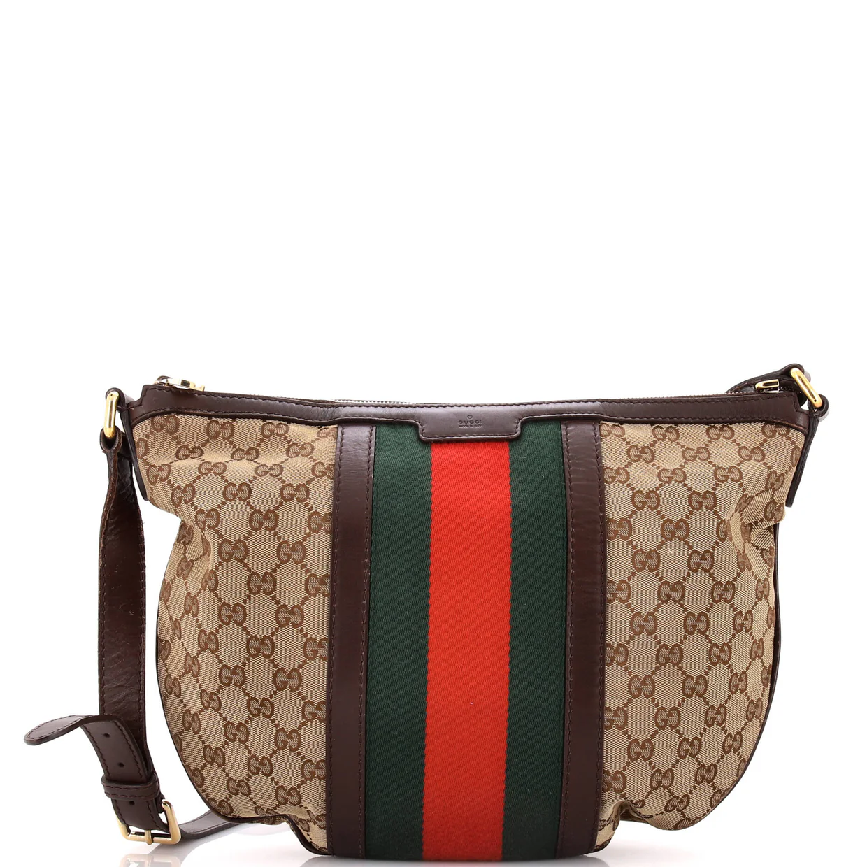 Vintage Web Saddle Messenger Bag GG Canvas Medium - Deep Luxury