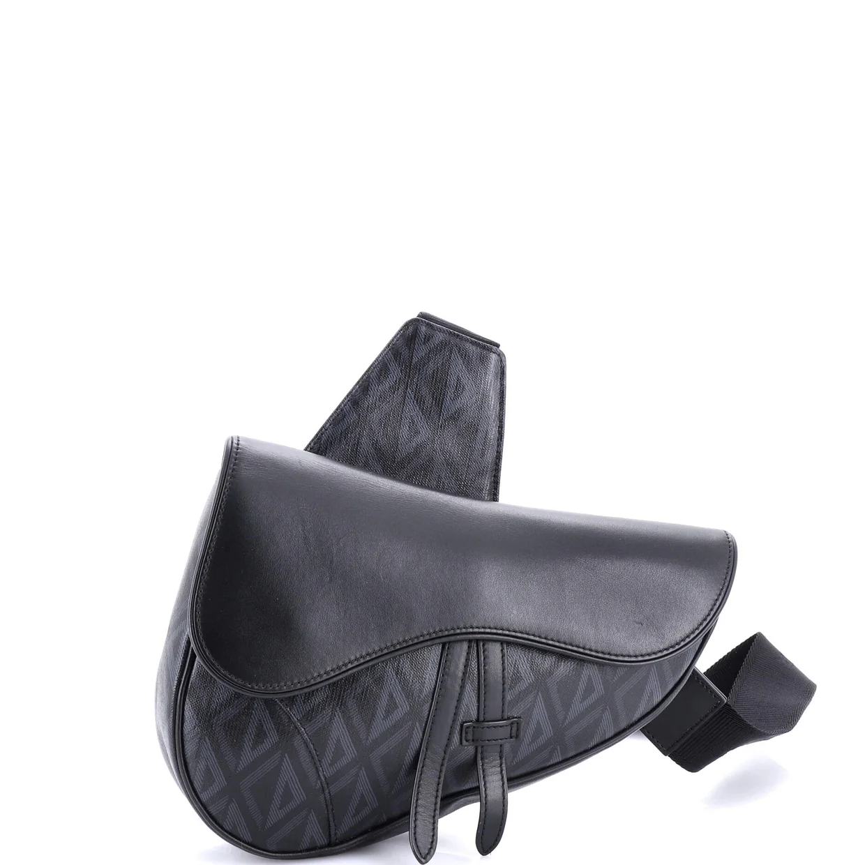 Saddle Crossbody Bag CD Diamond Coated Canvas and Leather - Deep Luxury