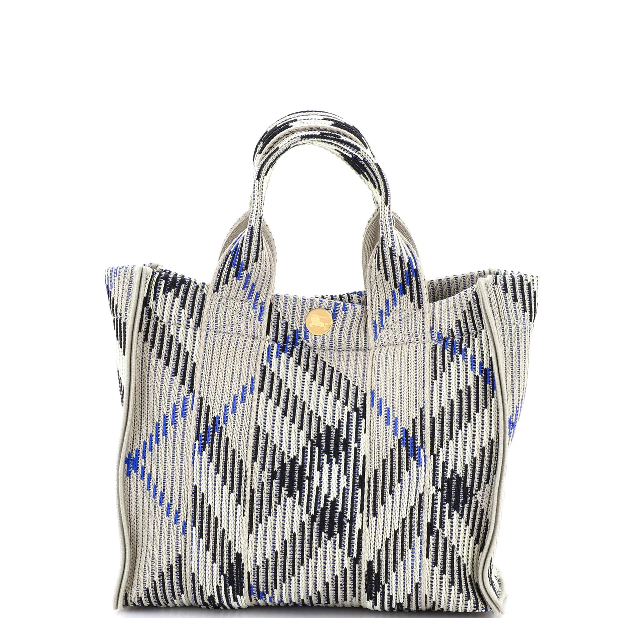 Convertible Shopper Tote Knit Check Jacquard Mini - Deep Luxury