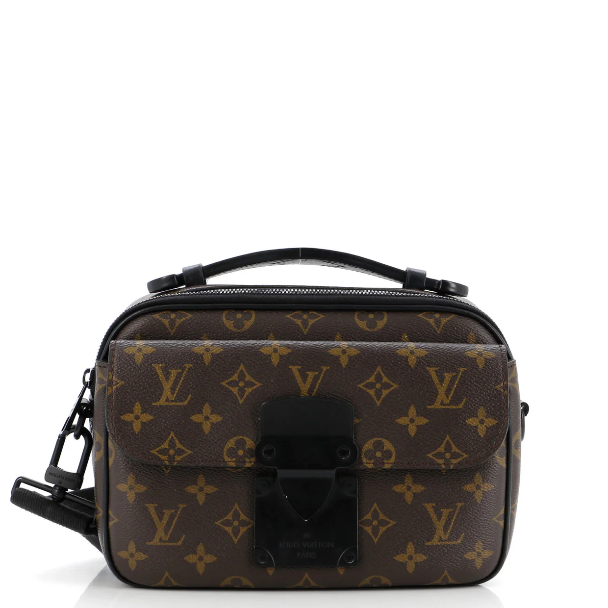 S Lock Messenger Bag Macassar Monogram Canvas - Deep Luxury