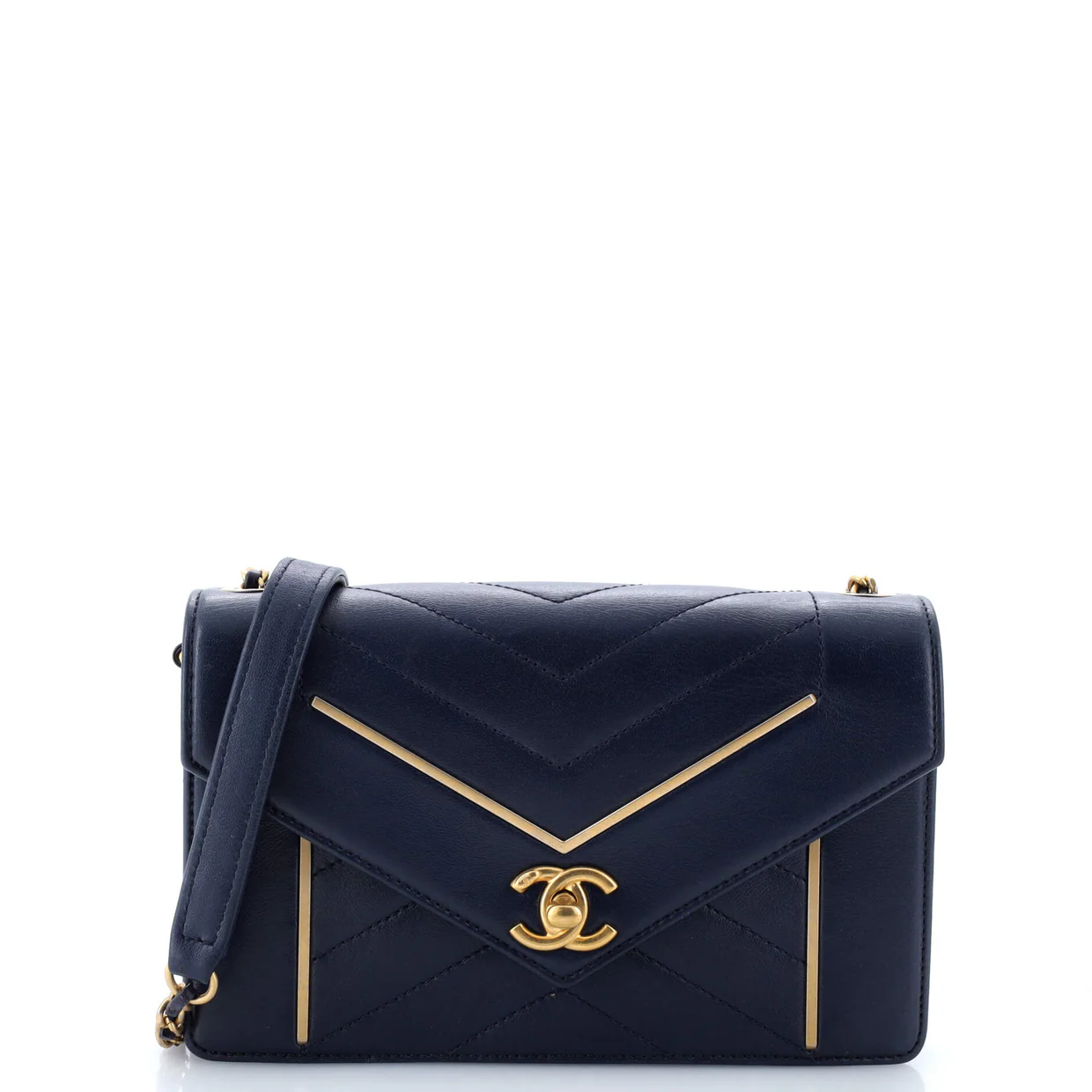 Reversed Flap Bag Chevron Lambskin Medium - Deep Luxury