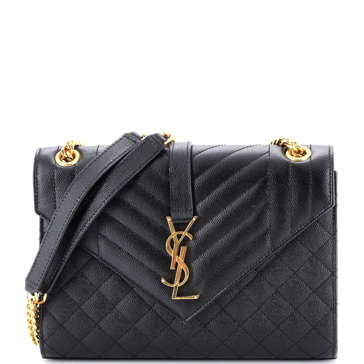 Classic Monogram Envelope Satchel Mixed Matelasse Leather Medium - Deep Luxury