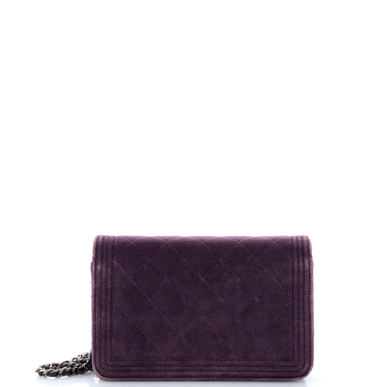 Boy Wallet on Chain Quilted Velvet - Deep Luxury