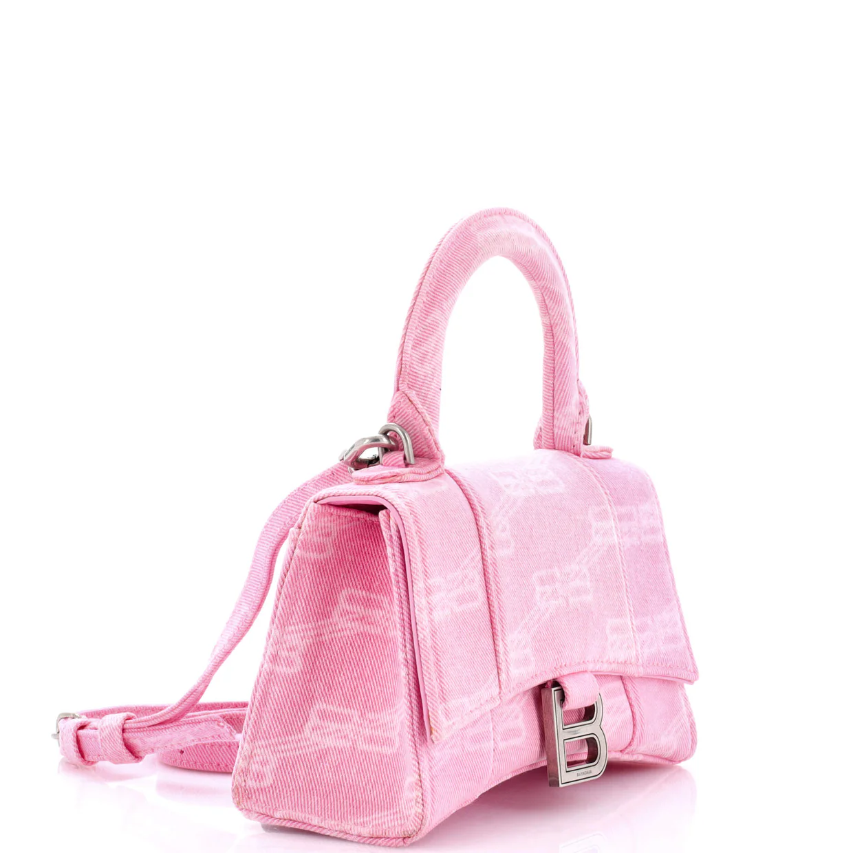 Hourglass Top Handle Bag BB Monogram Denim XS - Deep Luxury