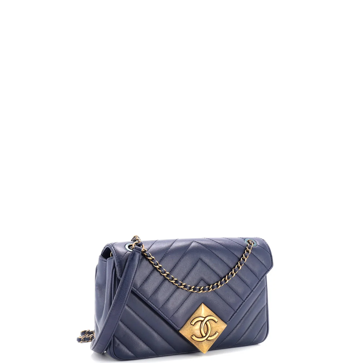 Pyramid CC Flap Bag Chevron Lambskin Small - Deep Luxury