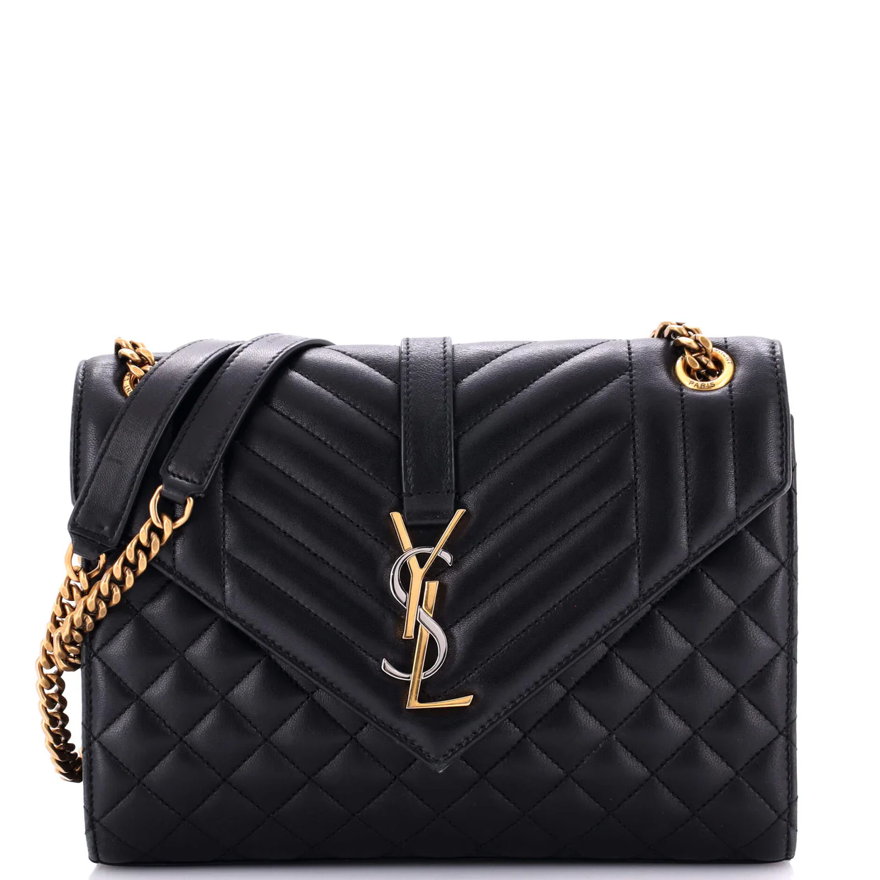 Classic Monogram Envelope Satchel Mixed Matelasse Leather Medium - Deep Luxury