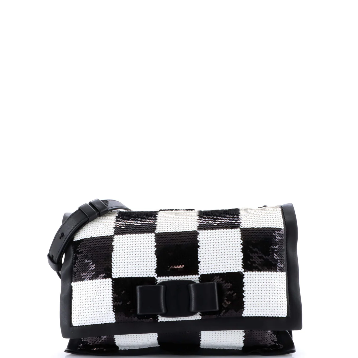 Viva Bow Flap Bag Sequin Embellished Leather Small - Deep Luxury