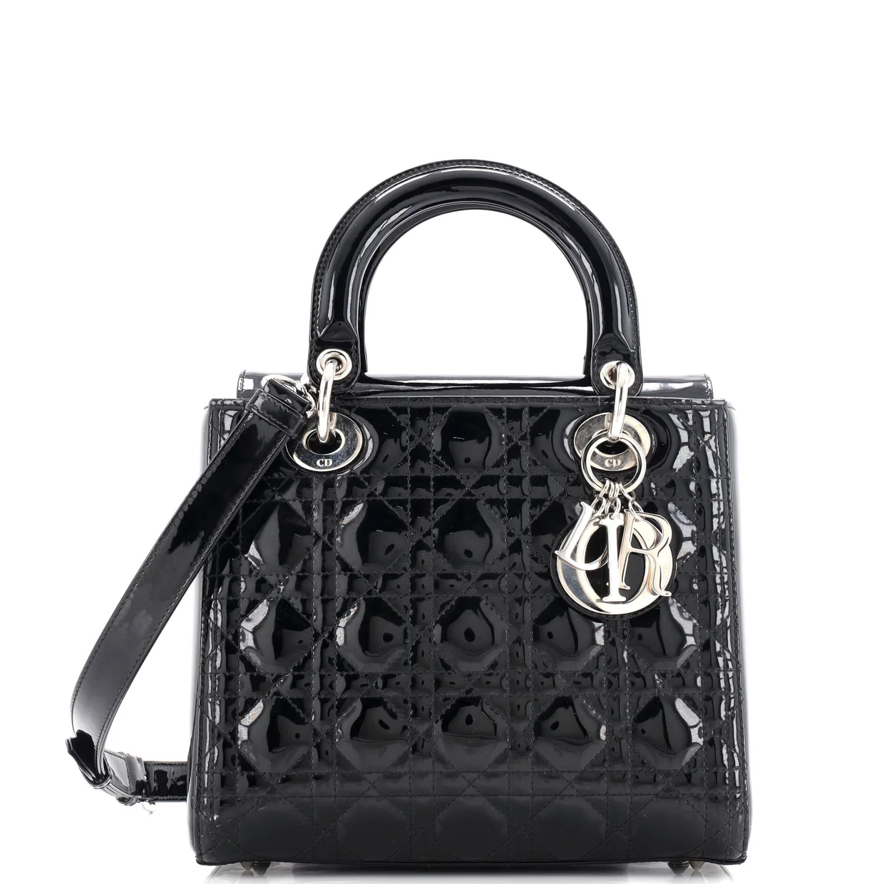Lady Dior NM Bag Cannage Quilt Patent Medium - Deep Luxury