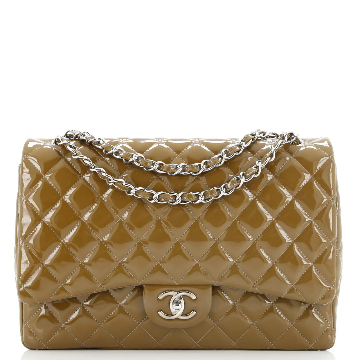 Classic Double Flap Bag Quilted Patent Jumbo - Deep Luxury