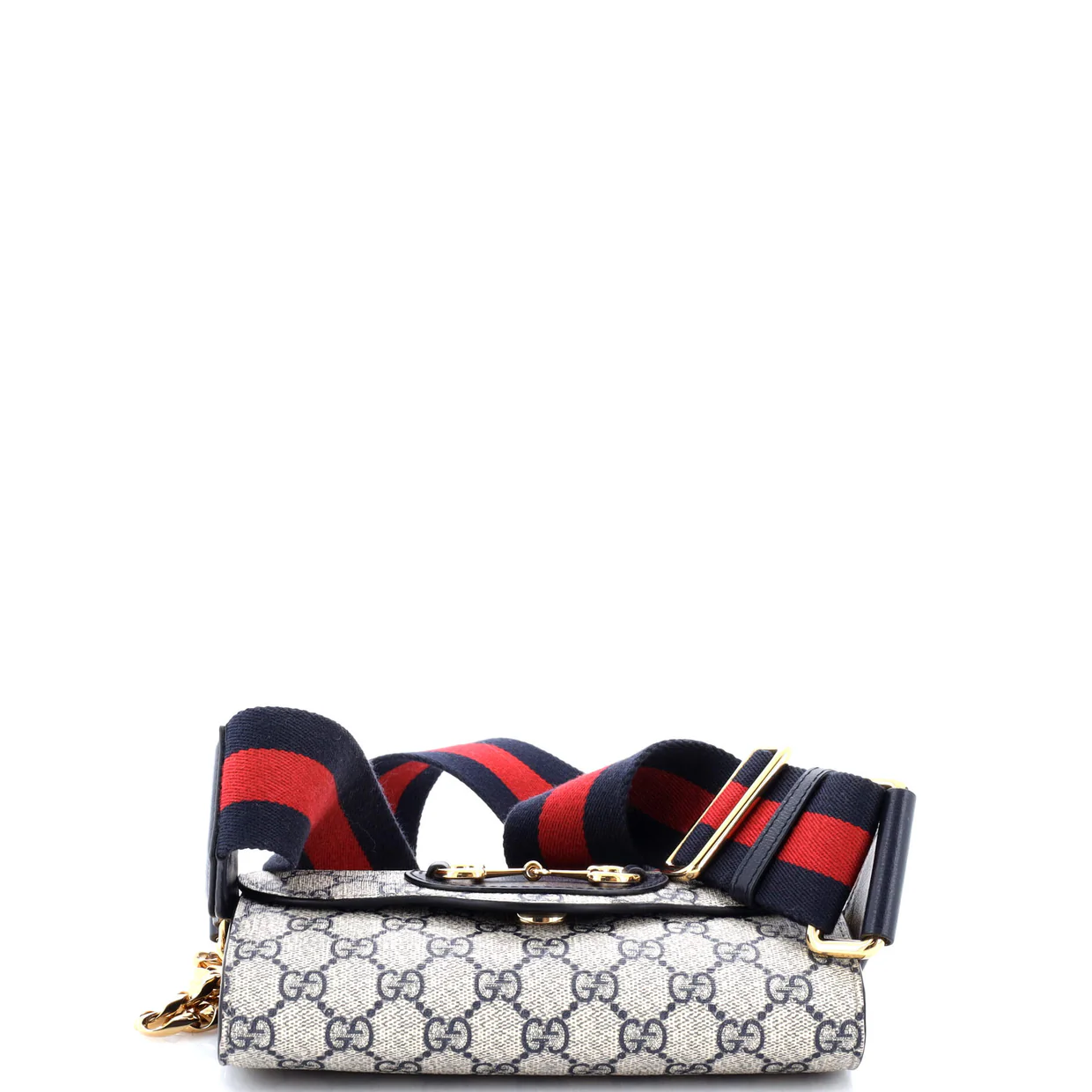 Horsebit 1955 Curved Flap Shoulder Bag GG Coated Canvas Mini - Deep Luxury