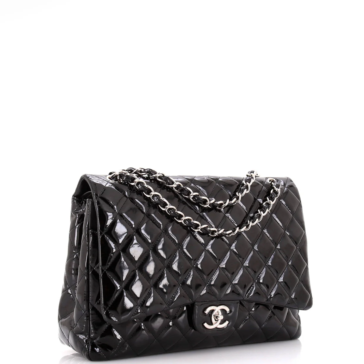 Classic Double Flap Bag Quilted Patent Maxi - Deep Luxury