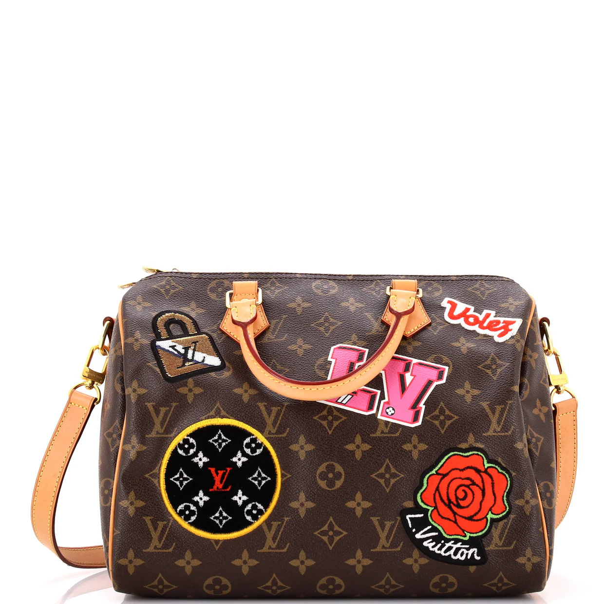 Speedy Bandouliere Bag Limited Edition Patches Monogram Canvas 30 - Deep Luxury