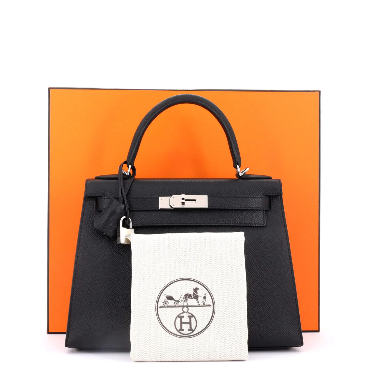 Kelly Handbag Noir Epsom with Palladium Hardware 28 - Deep Luxury