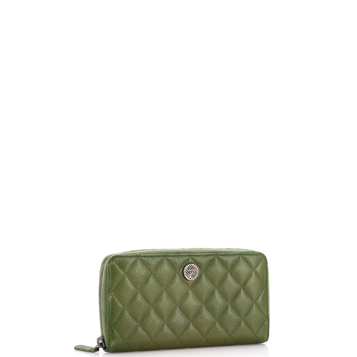 CC Medallion Zip Wallet Quilted Caviar Long - Deep Luxury