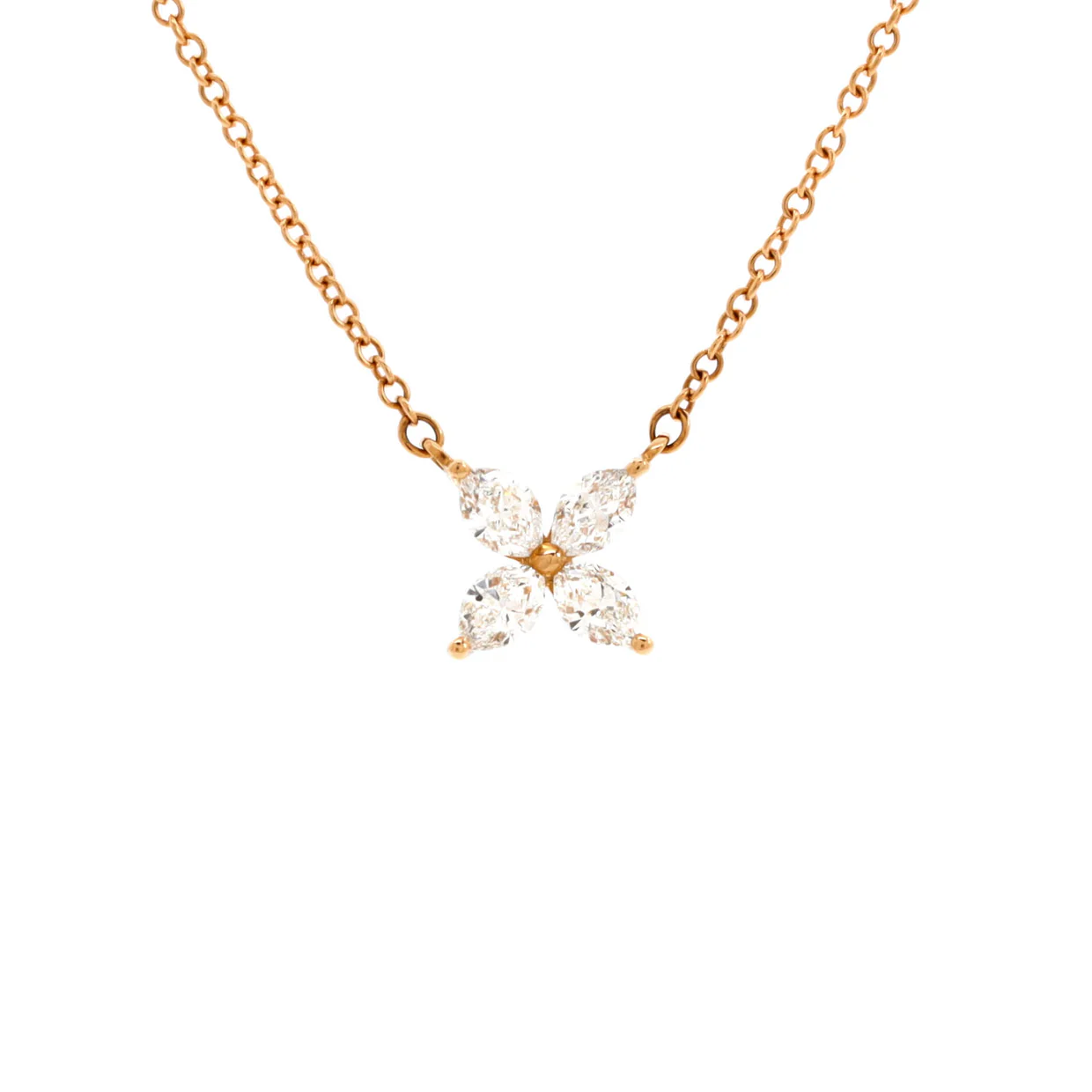 Victoria Pendant Necklace 18K Rose Gold with Diamonds Small - Deep Luxury