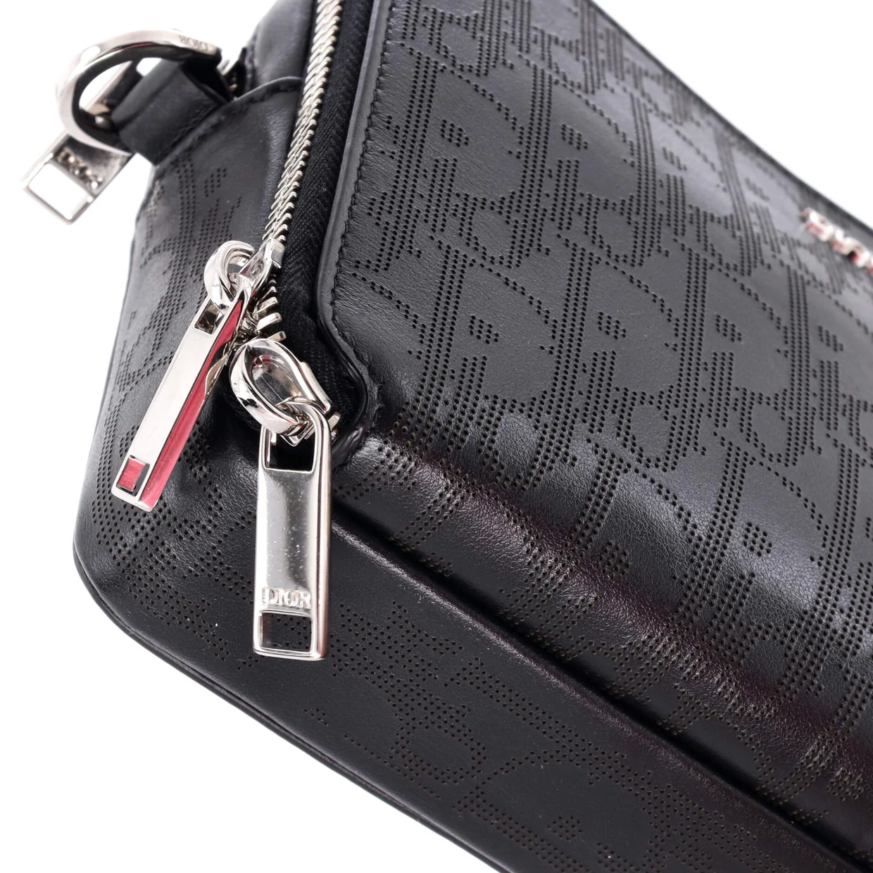 Double Zip Crossbody Pouch Oblique Galaxy Leather - Deep Luxury
