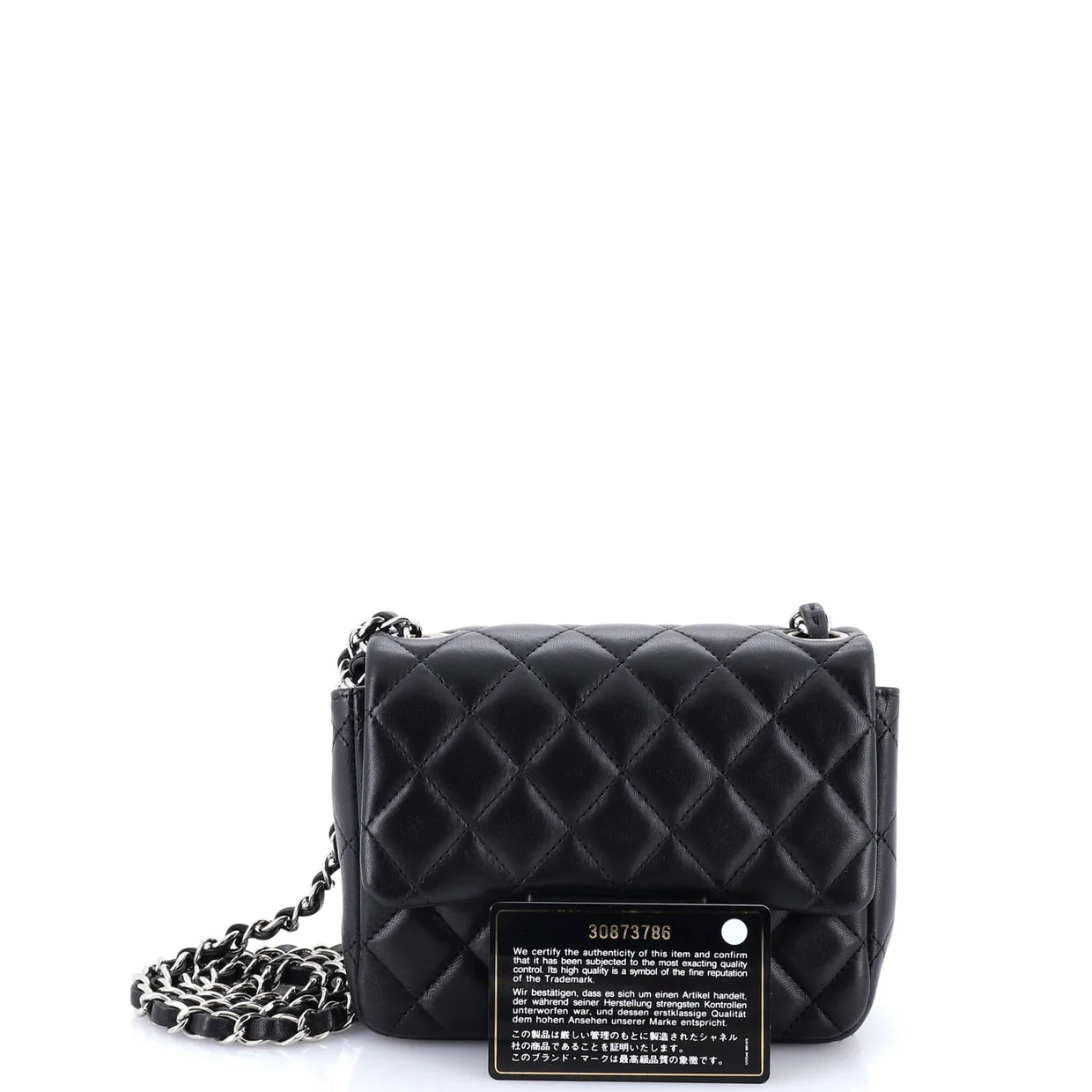 Square Classic Single Flap Bag Quilted Caviar Mini - Deep Luxury
