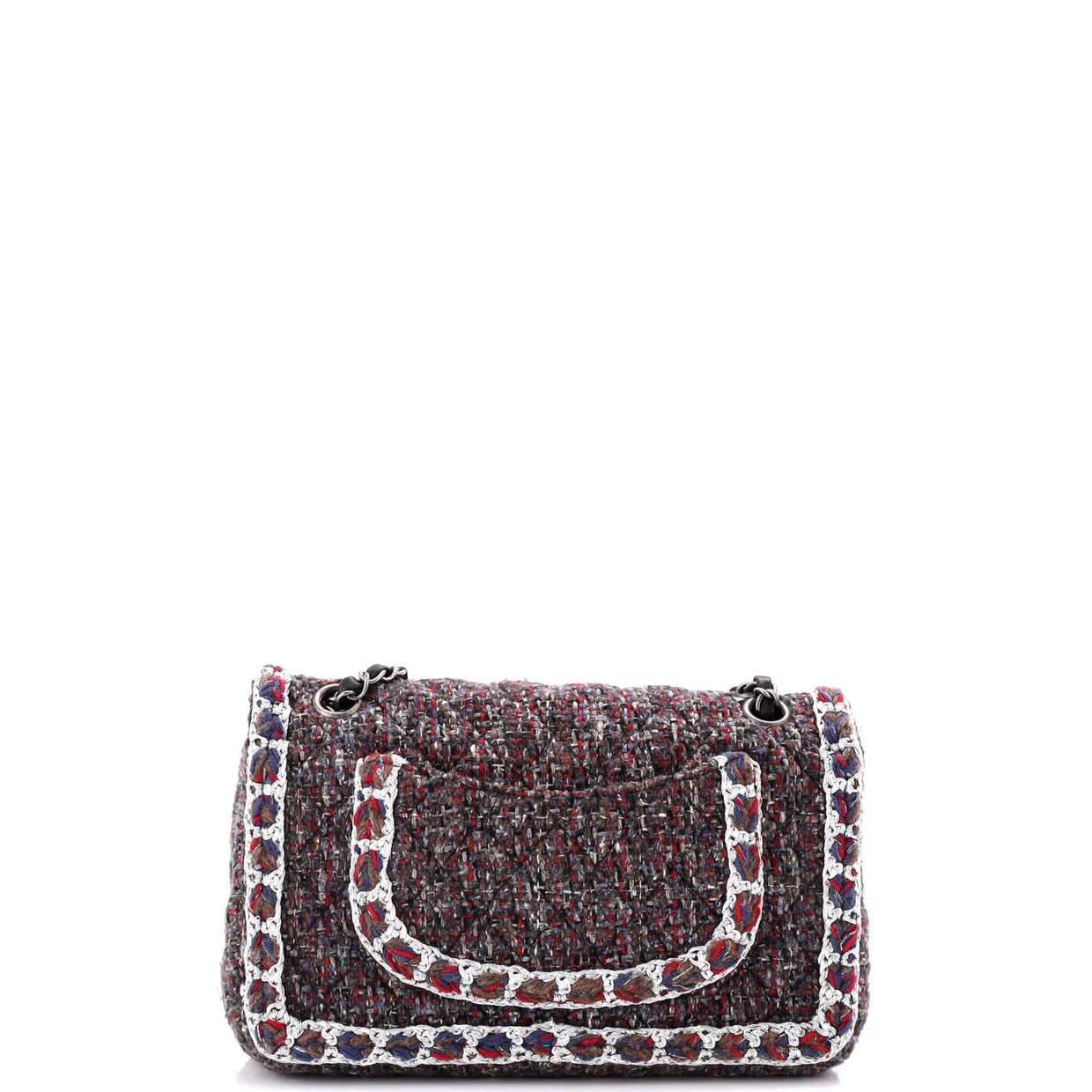 Classic Double Flap Bag Braided Quilted Tweed Medium - Deep Luxury