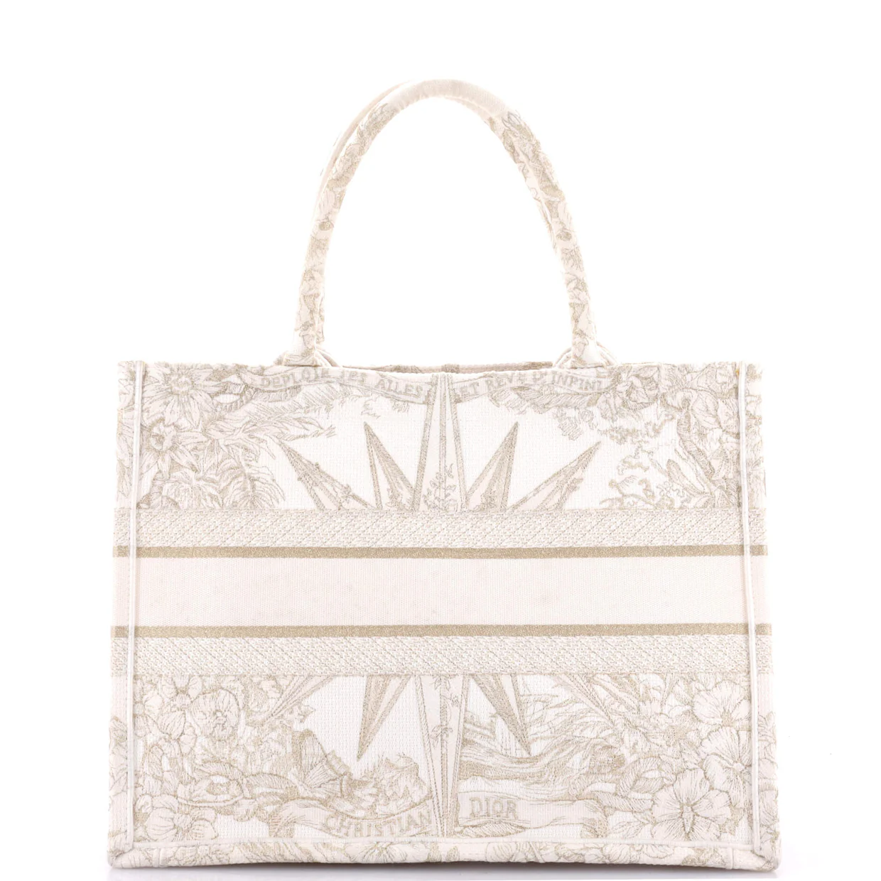 Book Tote Embroidered Canvas Medium - Deep Luxury