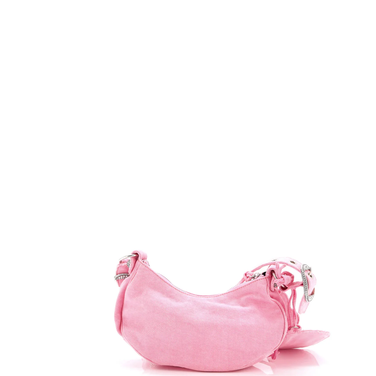 Le Cagole Giant Studs Shoulder Bag Denim with Crystals XS - Deep Luxury