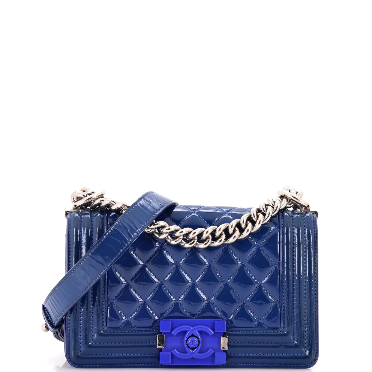 Boy Flap Bag Quilted Plexiglass Patent Small - Deep Luxury