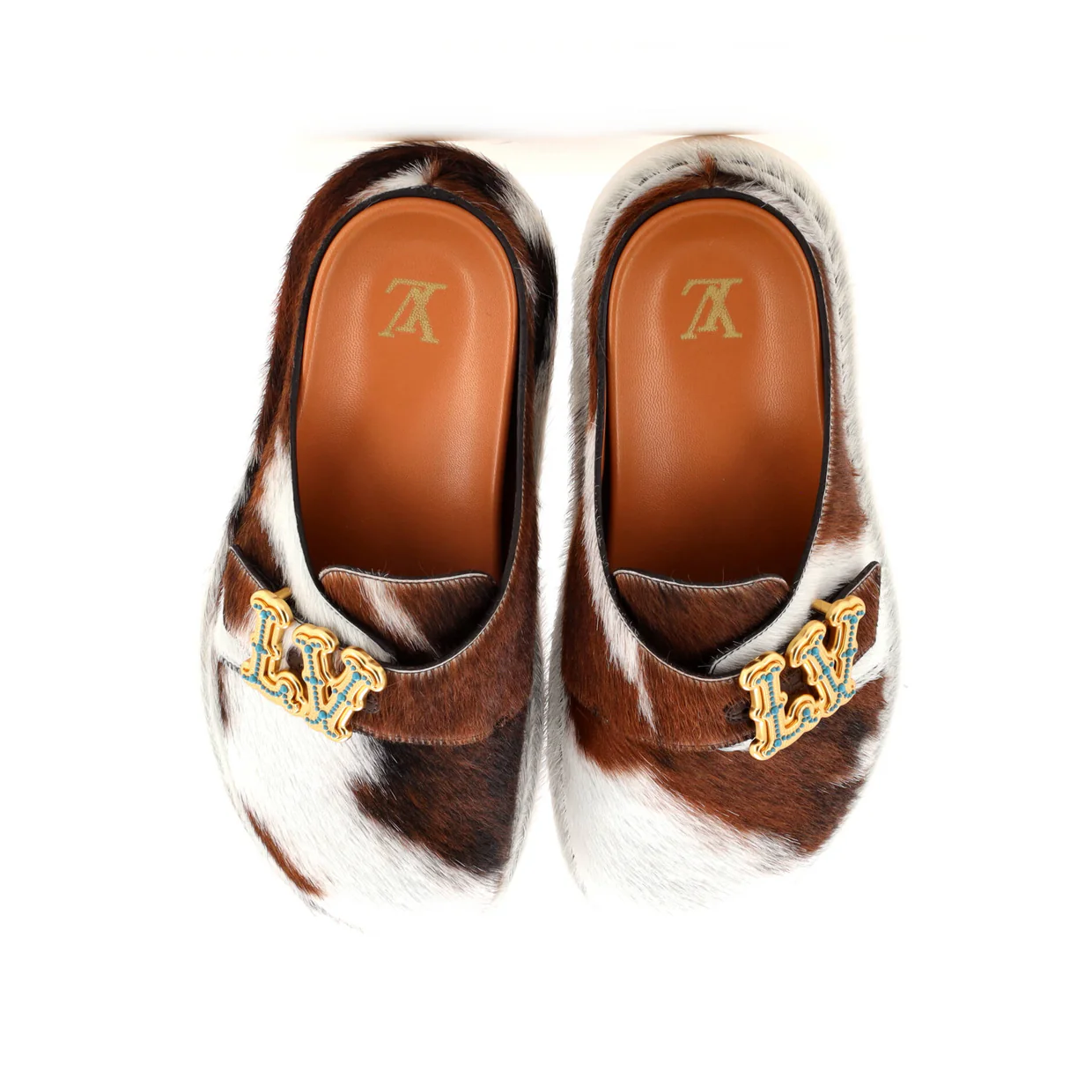 Men's LV Easy Mules Printed Pony Hair - Deep Luxury