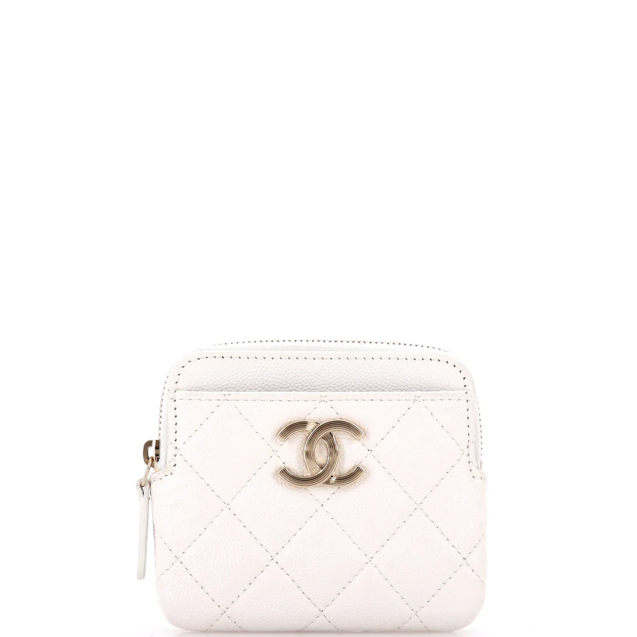 Textured CC Square Zip Around Card Holder Wallet Quilted Caviar - Deep Luxury