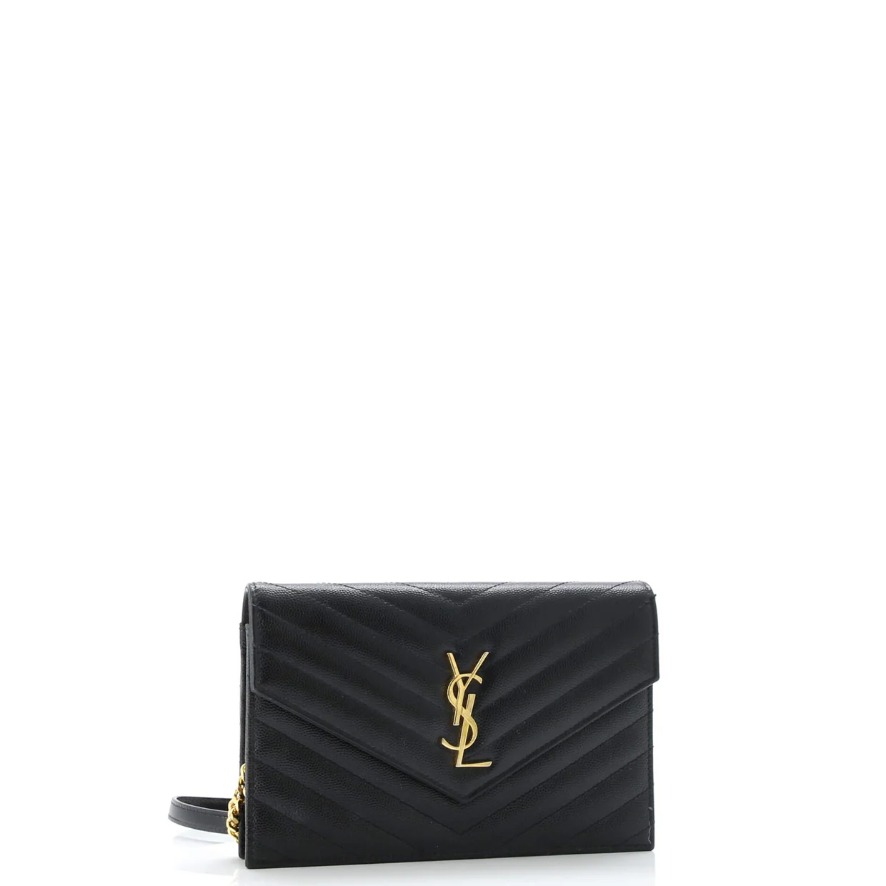 Classic Monogram Wallet on Chain Matelasse Chevron Leather Small - Deep Luxury