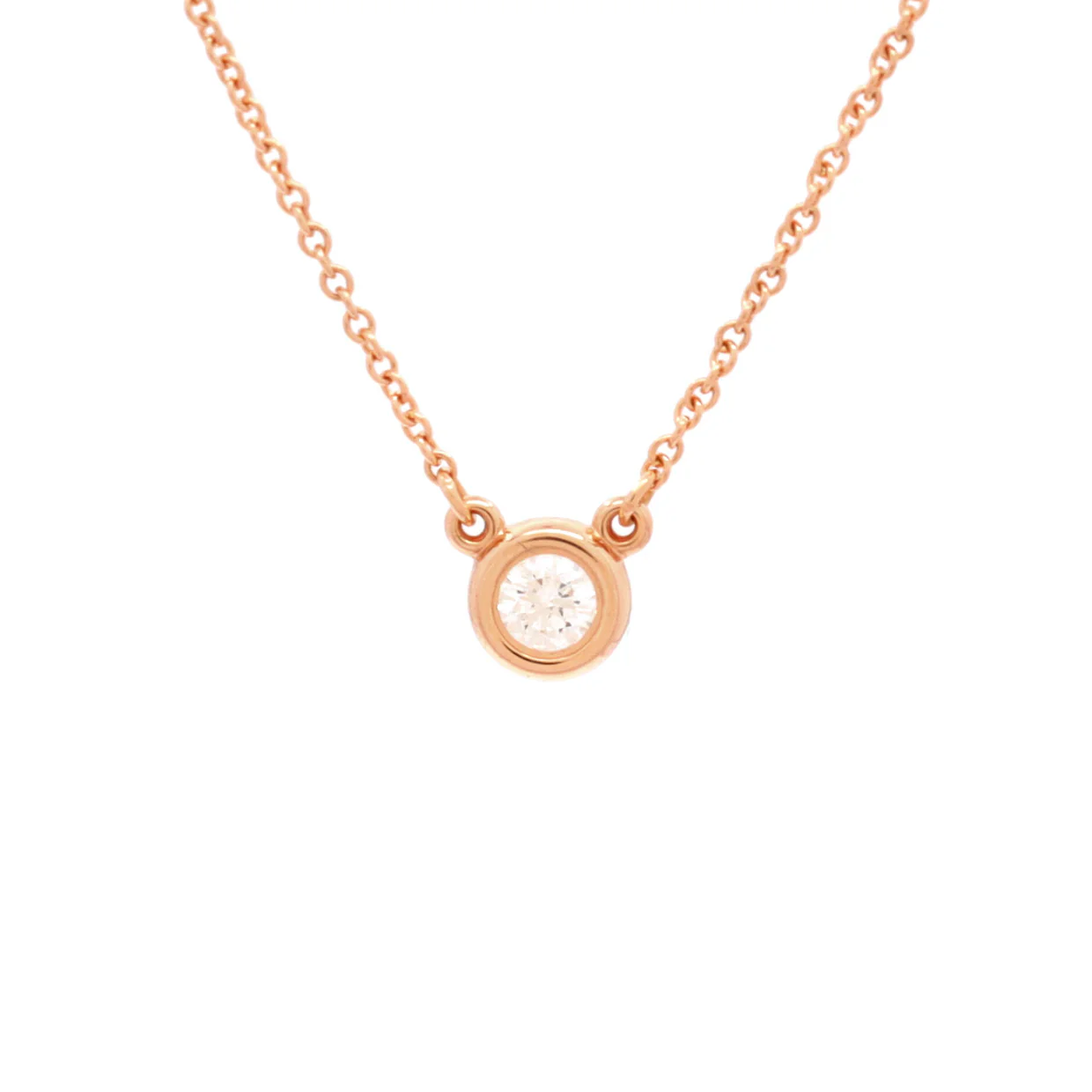 Elsa Peretti Diamonds By The Yard Pendant Necklace 18K Rose Gold and Diamond 0.17CT - Deep Luxury