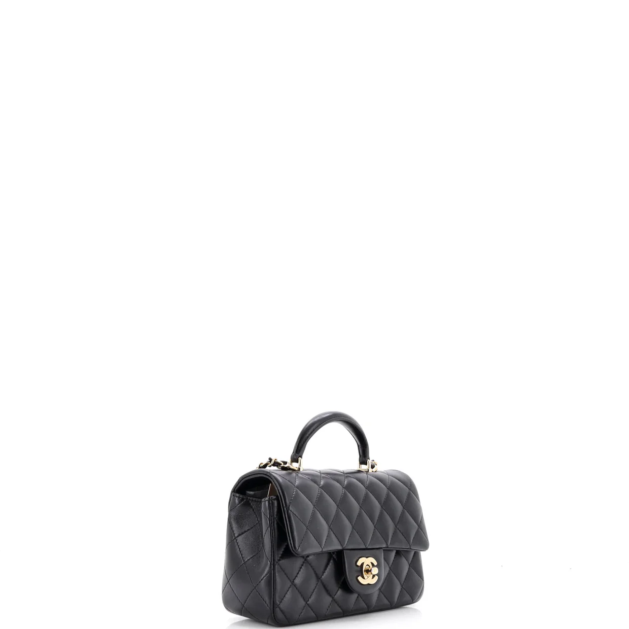 Classic Single Flap Top Handle Bag Quilted Lambskin Mini - Deep Luxury